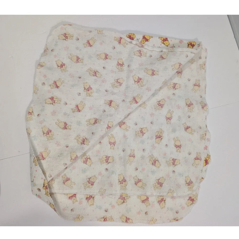 Vintage Disney Winnie the Pooh Receiving Blanket White Floral Bee Butterfly